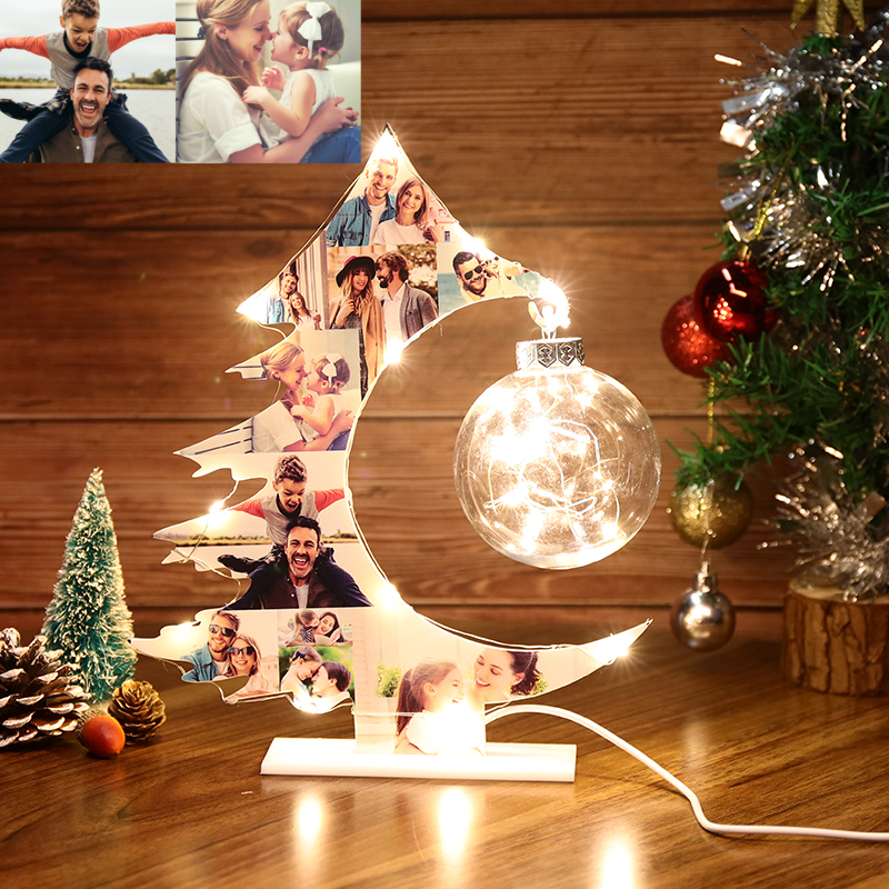 Personalisierte Weihnachtsbaum Fotocollage Nachtlicht