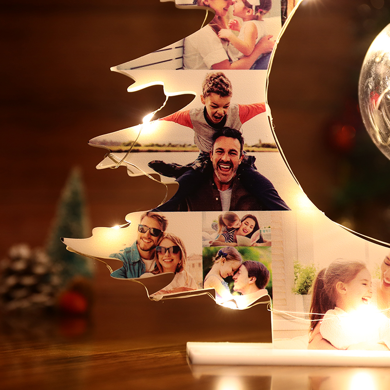 Personalisierte Weihnachtsbaum Fotocollage Nachtlicht