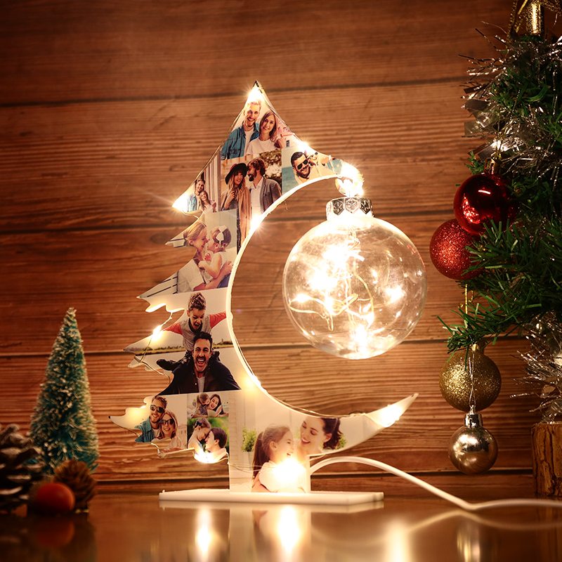 Personalisierte Weihnachtsbaum Fotocollage Nachtlicht