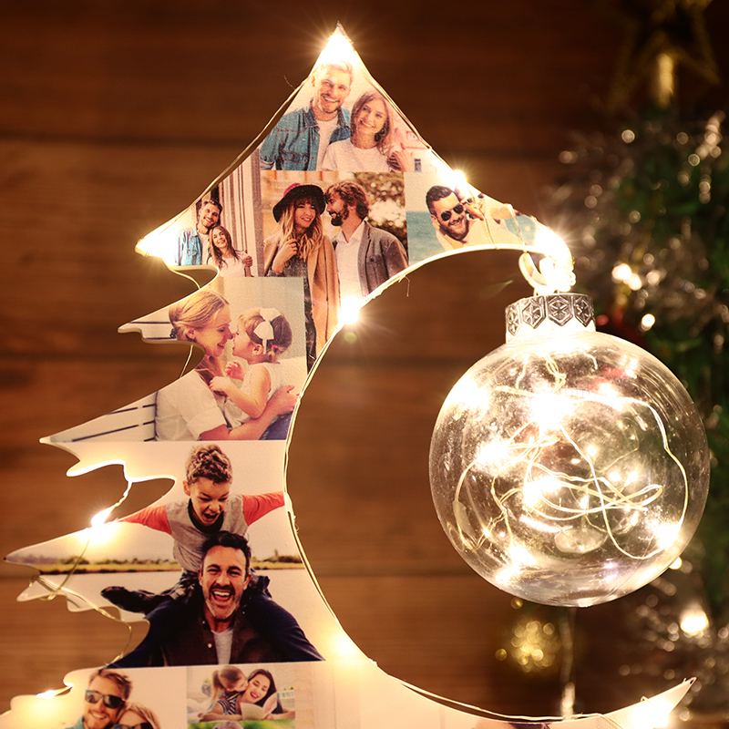 Personalisierte Weihnachtsbaum Fotocollage Nachtlicht