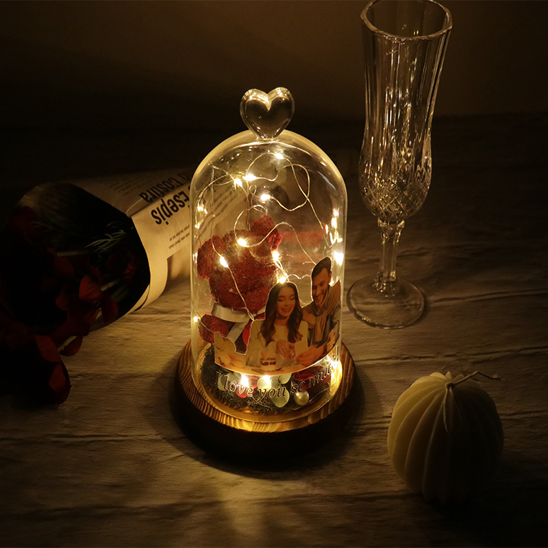 Personalisiertes Foto Ewige Blume Bär Lampe