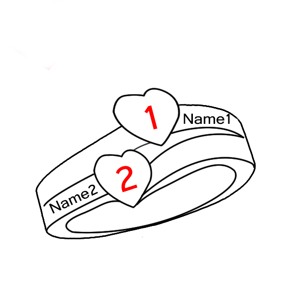 Personalisierbarer zwei Namen Ring mit Geburtssteinen