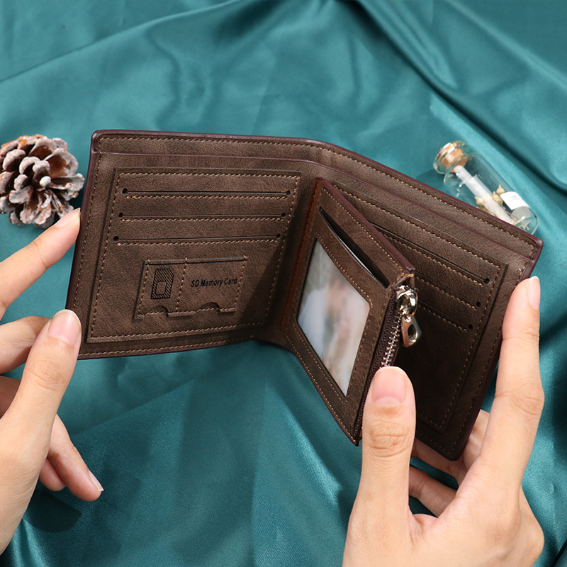 Personalisierte Fotoleder dreifach gefaltete Brieftasche