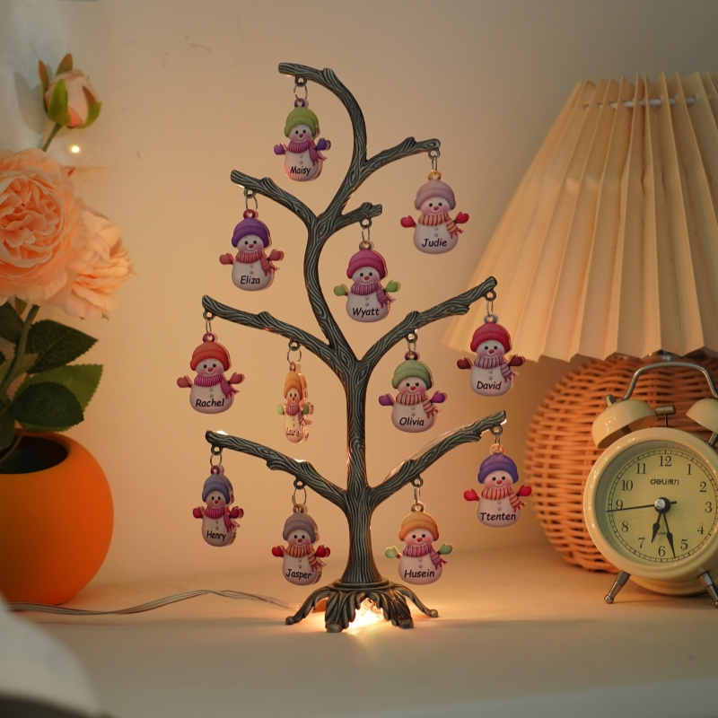 Personalisiertes Weihnachts-Schneemann-Baumlicht