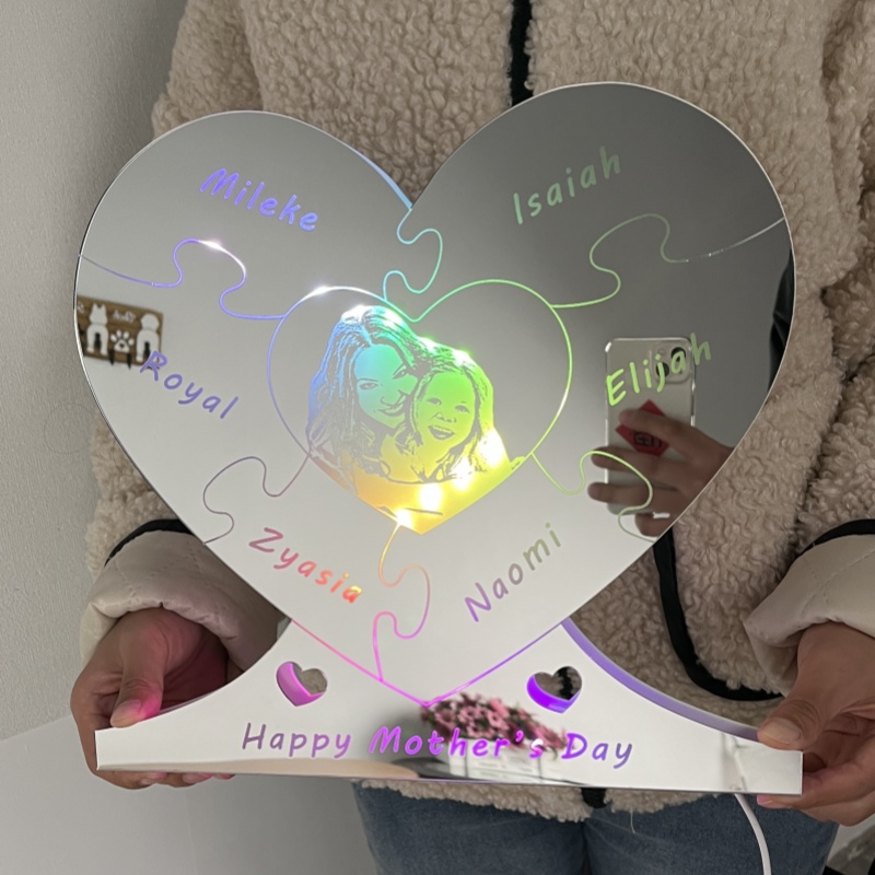 Personalisierte Foto-Herz-Spiegelleuchte