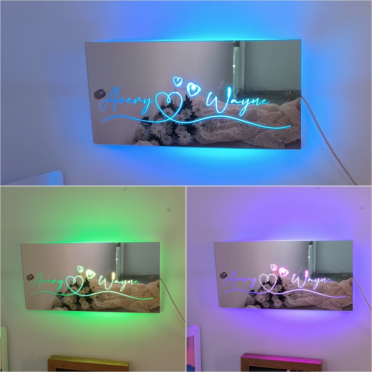 Personalisierter Namensspiegel LED-Licht